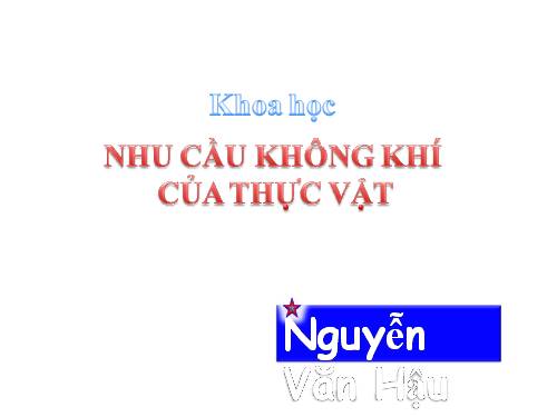 Bài 60. Nhu cầu không khí của thực vật