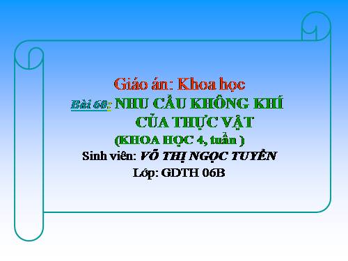 Bài 60. Nhu cầu không khí của thực vật