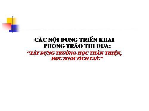 Chuyên đề: Các ND triển khai phong trào thi đua: "Trường học thân thiện- HS tích cực"