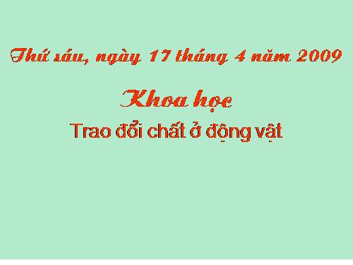 Bài 64. Trao đổi chất ở động vật