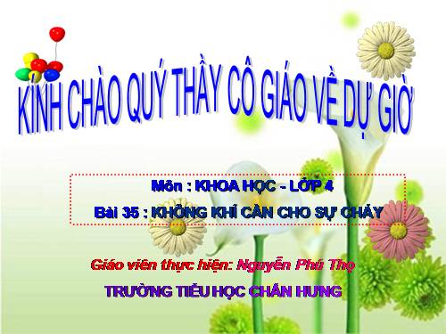 Bài 35. Không khí cần cho sự cháy