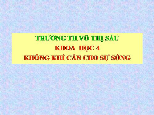 Bài 36. Không khí cần cho sự sống