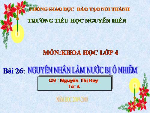 Bài 26. Nguyên nhân làm nước bị ô nhiễm