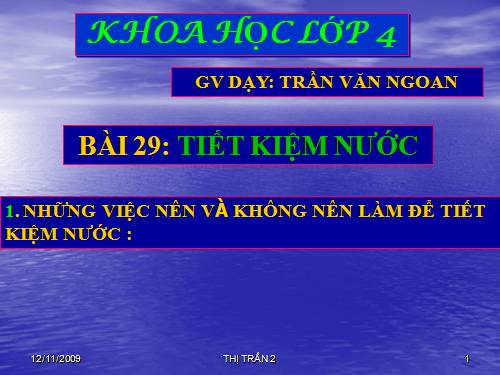 Bài 29. Tiết kiệm nước