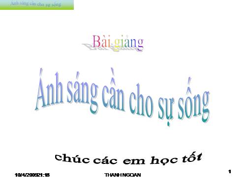 Bài 47. Ánh sáng cần cho sự sống