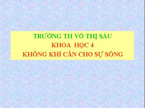 Bài 36. Không khí cần cho sự sống