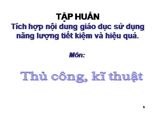 SỬ DỤNG NLTKHQ - Môn Thủ công, Kỹ thuật