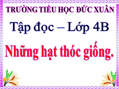 Tuần 5. Những hạt thóc giống