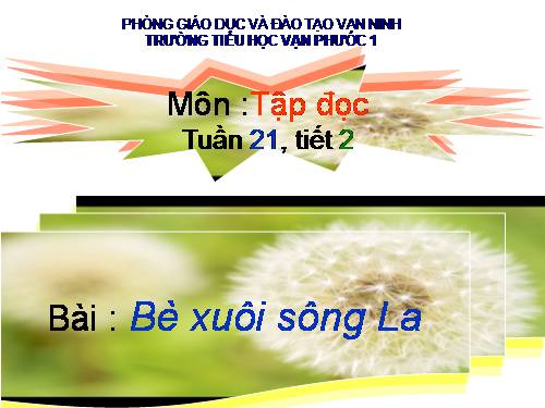 Tuần 21. Bè xuôi sông La