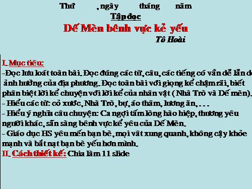 Tuần 1. Dế Mèn bênh vực kẻ yếu