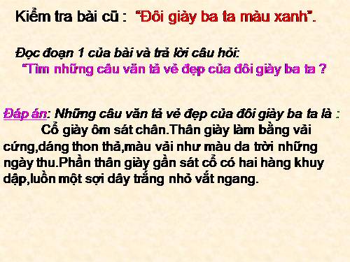 Tuần 8. Đôi giày ba ta màu xanh