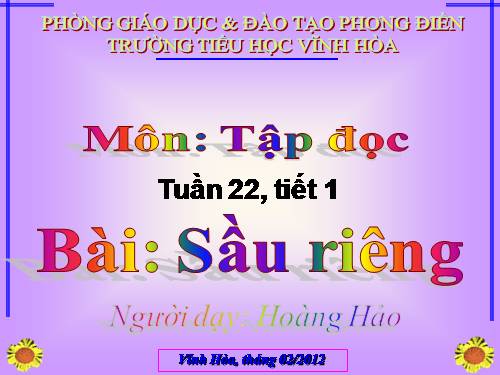 Tuần 22. Sầu riêng