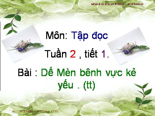 Tuần 1. Dế Mèn bênh vực kẻ yếu