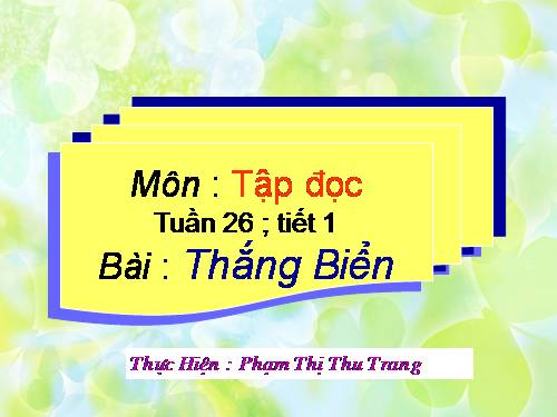 Tuần 26. Thắng biển