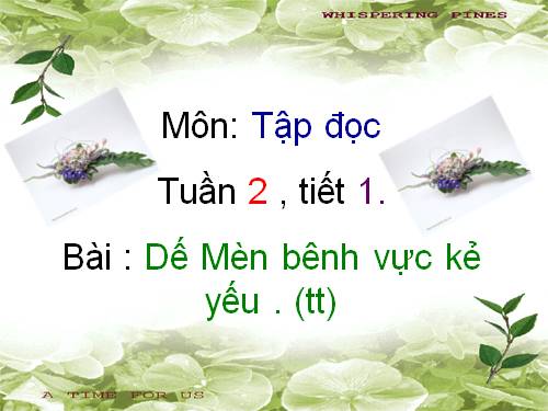 Tuần 2. Dế Mèn bênh vực kẻ yếu (tiếp theo)