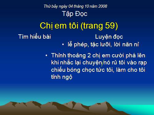 Tuần 6. Chị em tôi