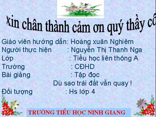 Tuần 27. Dù sao trái đất vẫn quay!