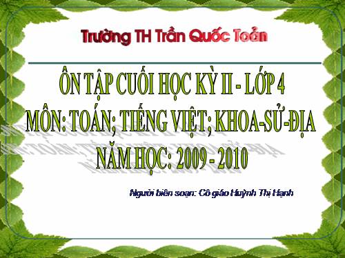 ÔN TẬP CUỐI HK II KHỐI LỚP 4