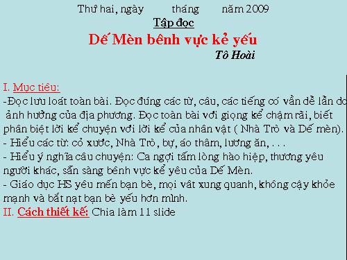 Tuần 1. Dế Mèn bênh vực kẻ yếu