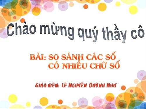 So sánh các số có nhiều chữ số