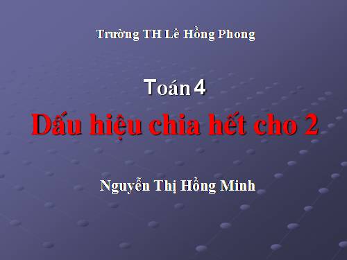 Dấu hiệu chia hết cho 2