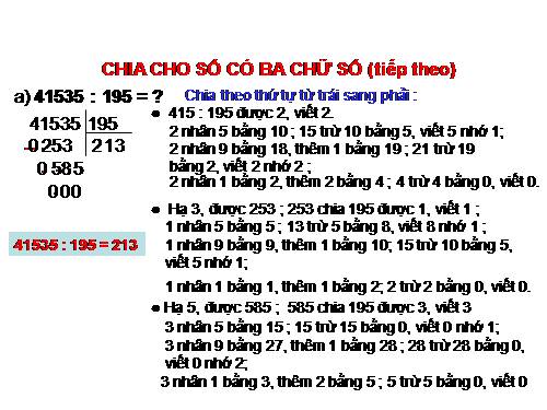 Chia cho số có ba chữ số (tiếp theo)