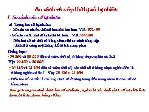 So sánh và xếp thứ tự các số tự nhiên ...