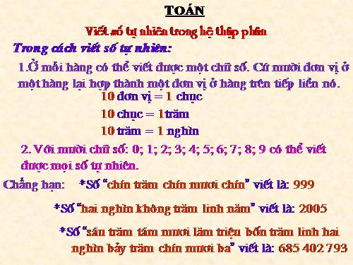 Viết số tự nhiên trong hệ thập phân