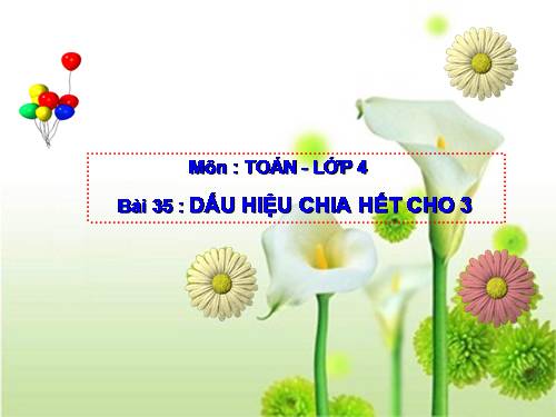 Dấu hiệu chia hết cho 3