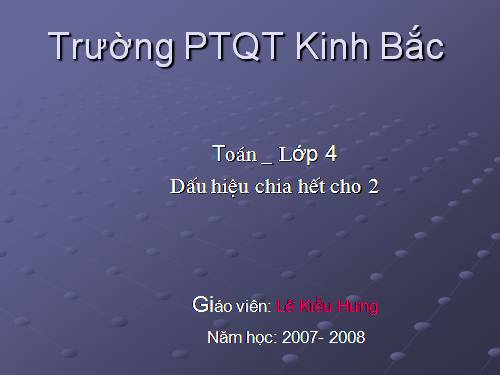 Dấu hiệu chia hết cho 2