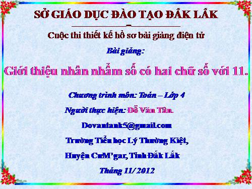 Giới thiệu nhân nhẩm số có hai chữ số với 11