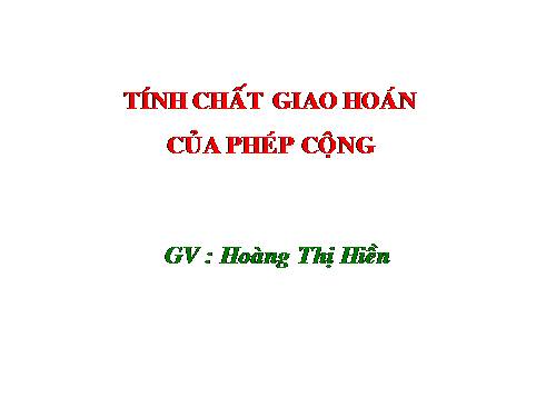 Tính chất giao hoán của phép cộng