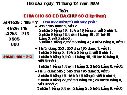 Chia cho số có ba chữ số (tiếp theo)