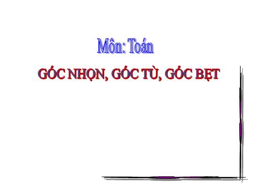 Góc nhọn, góc tù, góc bẹt