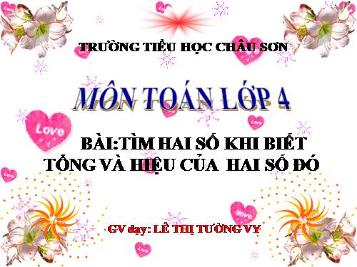 Tìm hai số khi biết tổng và hiệu của hai số đó