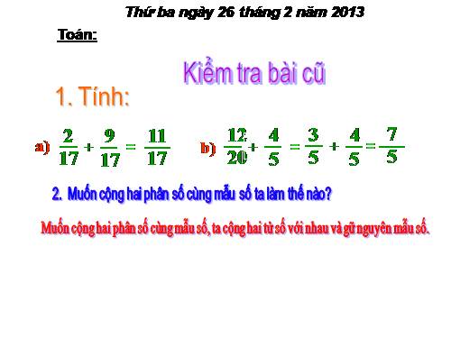 Phép trừ phân số