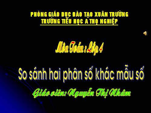 So sánh hai phân số khác mẫu số