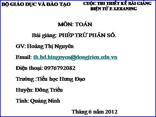 Phép trừ phân số