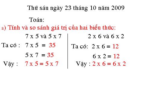 Tính chất giao hoán của phép nhân