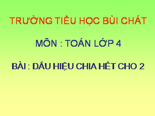 Dấu hiệu chia hết cho 2