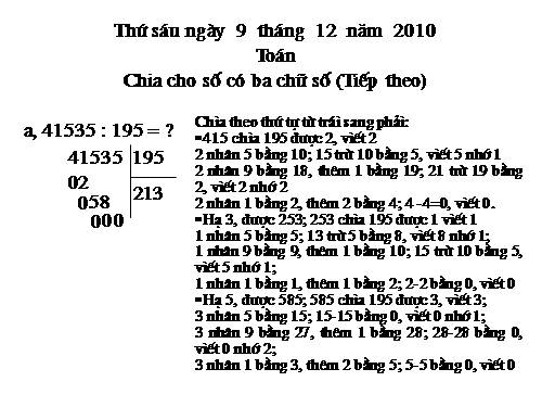 Chia cho số có ba chữ số (tiếp theo)