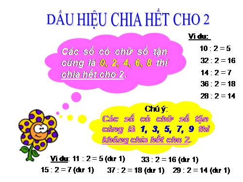 Dấu hiệu chia hết cho 2