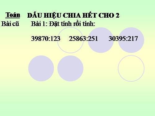 Dấu hiệu chia hết cho 2