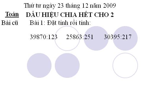 Dấu hiệu chia hết cho 2