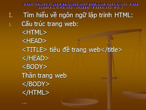 Tin học: STGT ngôn ngữ HTLM- SVB