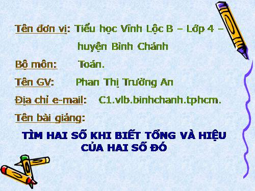 Tìm hai số khi biết tổng và hiệu của hai số đó