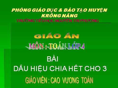 Dấu hiệu chia hết cho 3