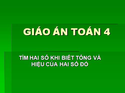 Tìm hai số khi biết tổng và hiệu của hai số đó