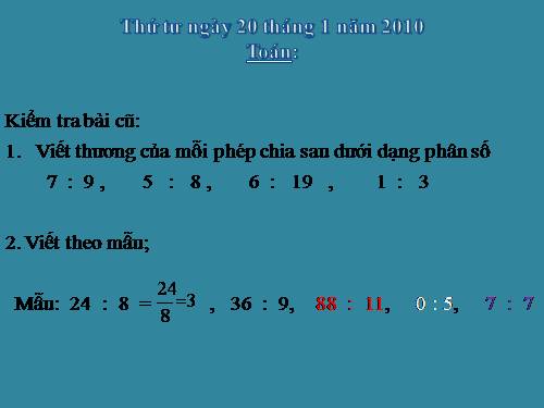 Phân số và phép chia số tự nhiên (tiếp theo)