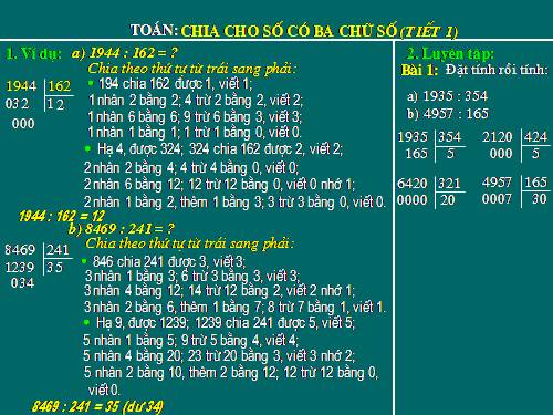 Chia cho số có ba chữ số